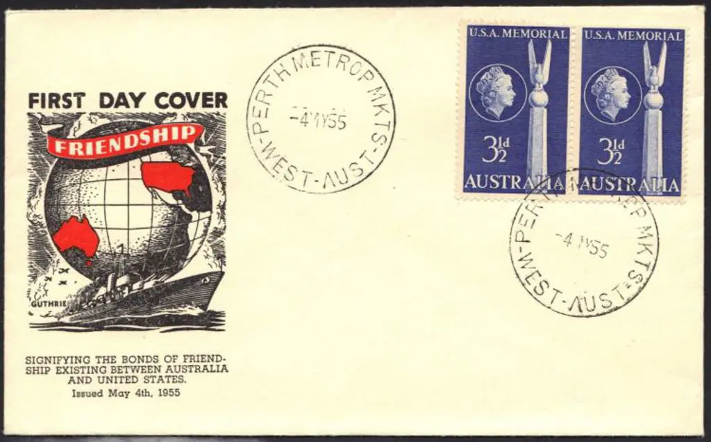 1955 (4th May) 3½d USA Memorial pair on Guthrie ... Image 1++