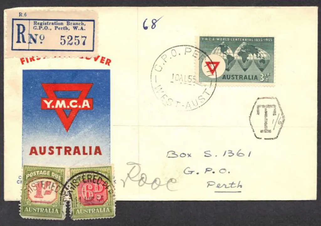 1955 (10th Aug) 3½d YMCA REG FDC but Taxed 1/6d ... Image 1++