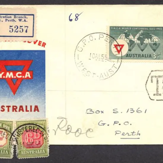 1955 (10th Aug) 3½d YMCA REG FDC but Taxed 1/6d ...