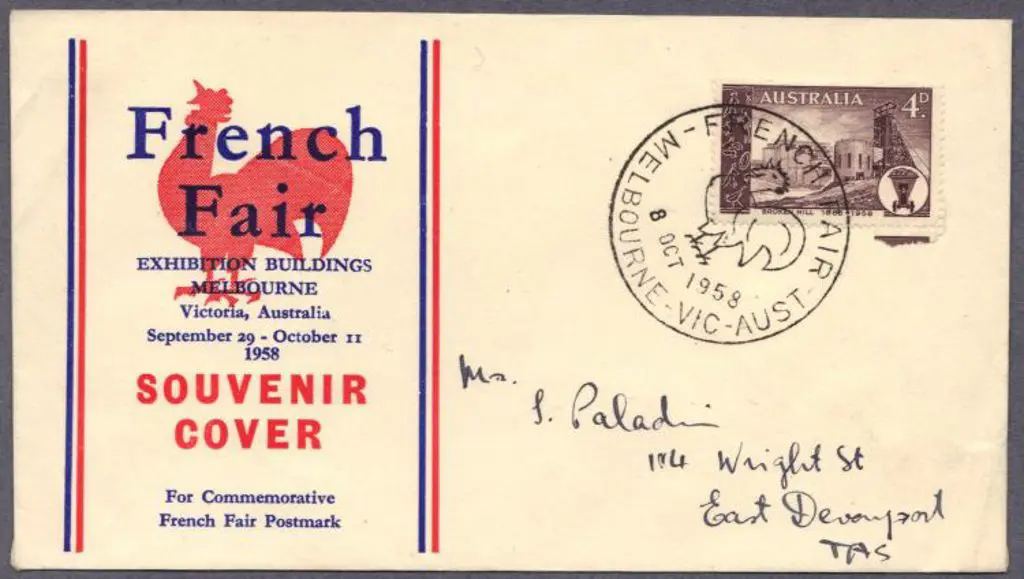 1958 (8th Oct) 4d Broken Hill pmkd FRENCH FAIR, ... Image 1++
