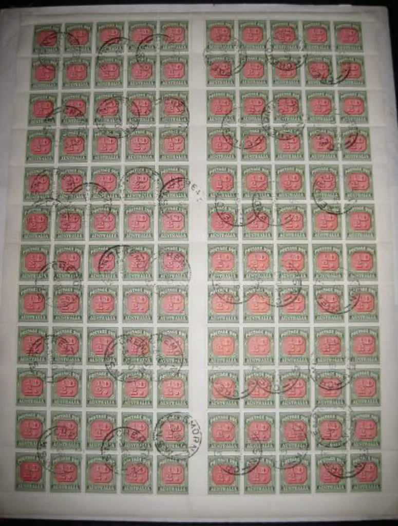 1958/60 ½d no wmk Postage Dues in complete sheet ... Image 1++