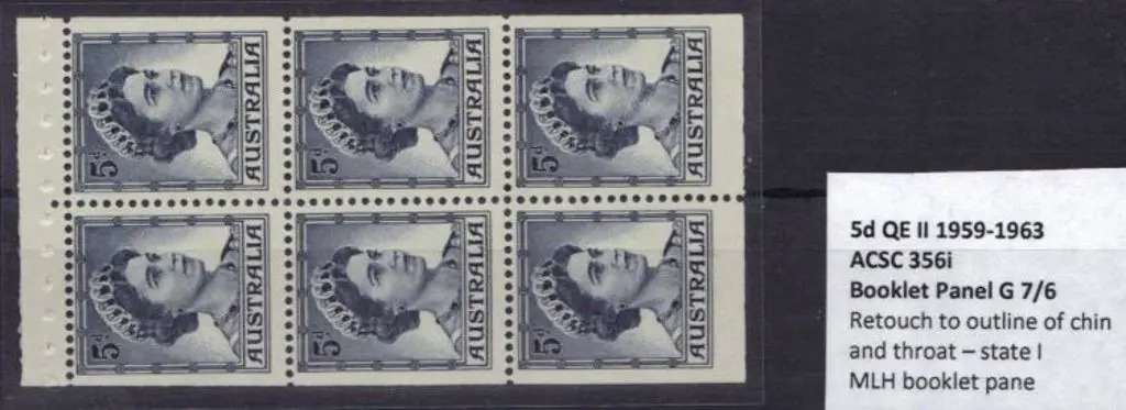1959/63 5d QEll booklet pane G 7/6. Retouch to ... Image 1++
