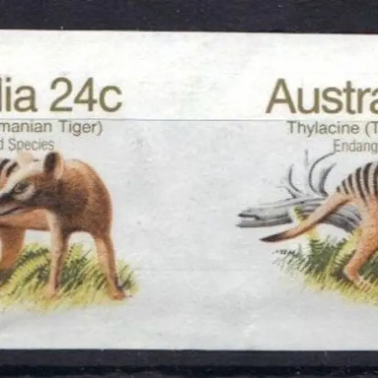 1982 24c Tasmanian Tiger imperf horizontal pair ...