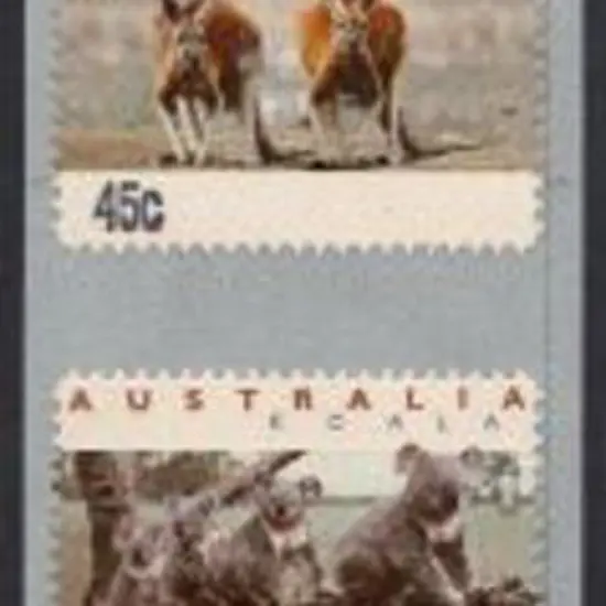 1994 45c Kangaroos & Koalas CPS strip of 6 uncut ...