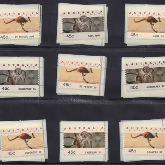 1994 45c Kangaroos & Koalas CPS strips of 6 with ...