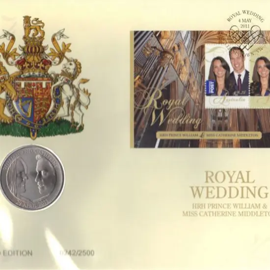 2011 (4th May) Royal Wedding £5 coin with Aust M/S ...