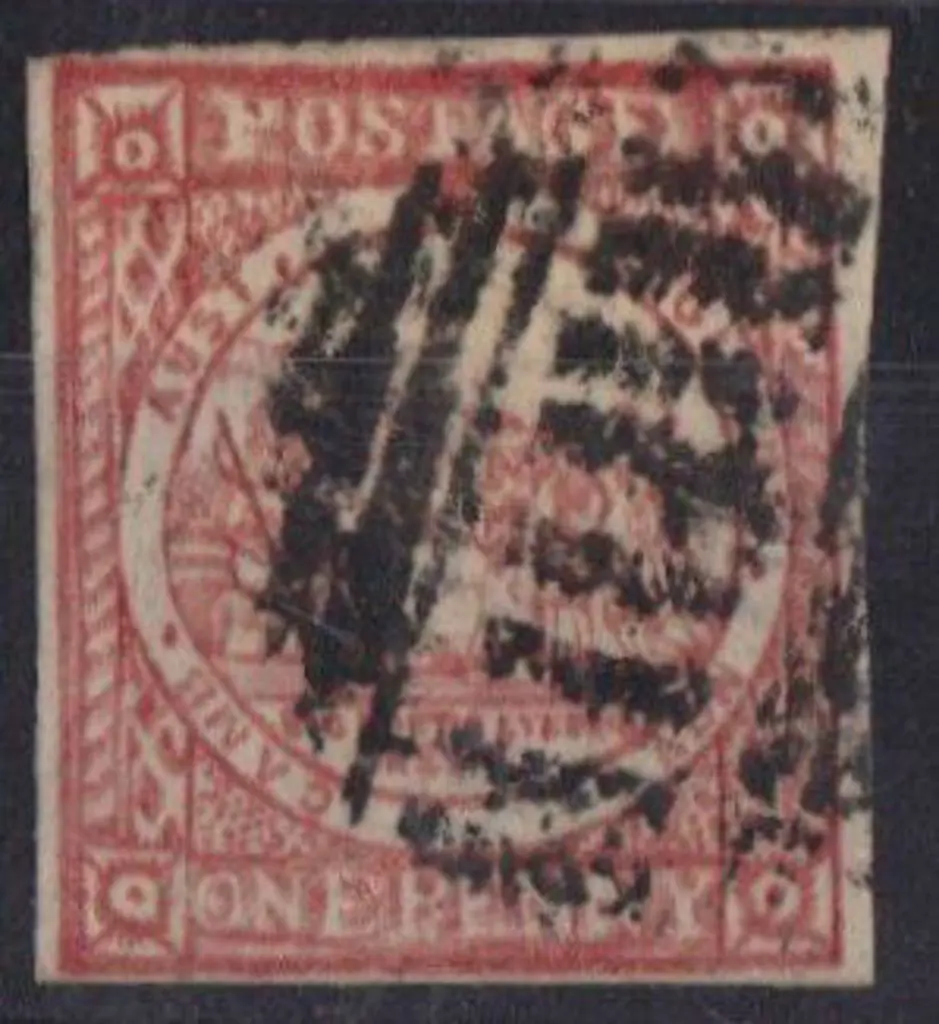 1850 1d brownish red plate 1 "no clouds" Sydney ... Image 1++