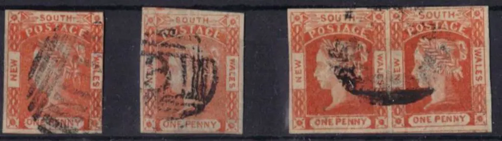 1854 1d orange, 1d orange vermilion with variety ... Image 1++