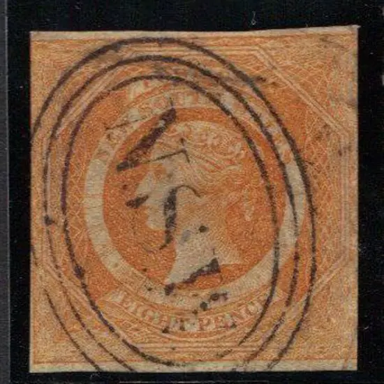 1854/9 8d dull orange yellow used clear margins ...
