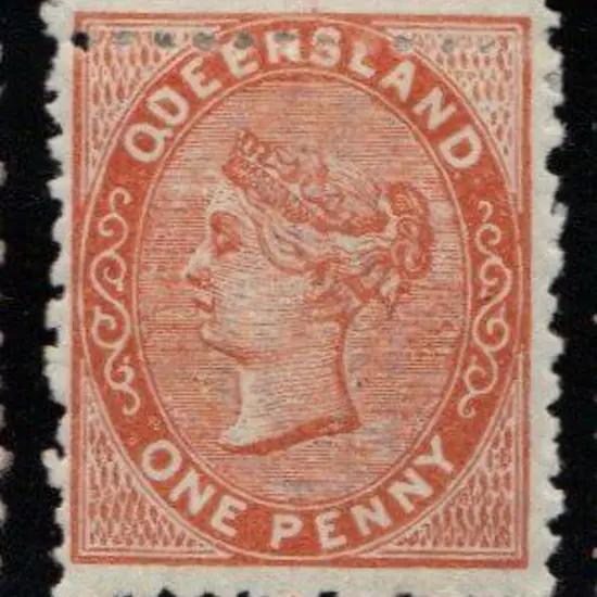1879/81 1d reddish brown (wmk 6) "QUEENSLAND" ...