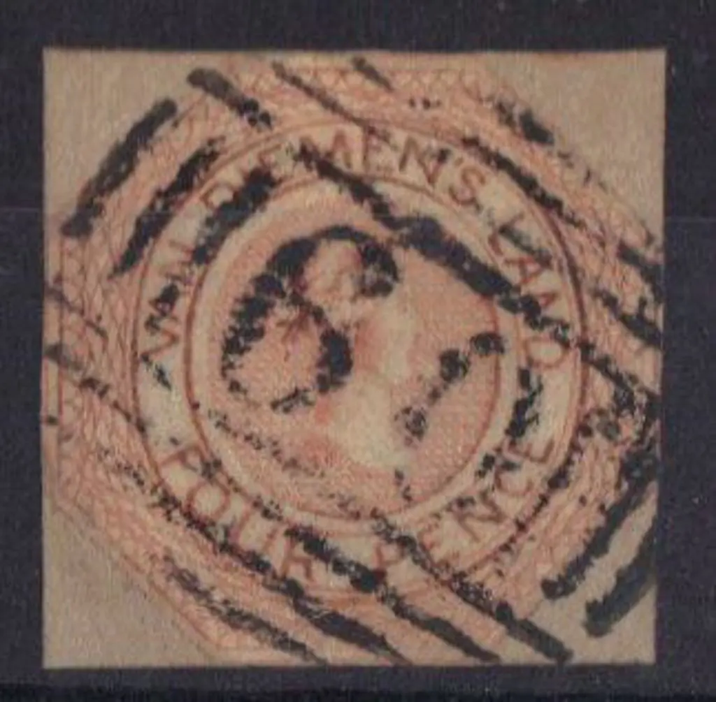 1853 4d pale orange second state cut square with ... Image 1++