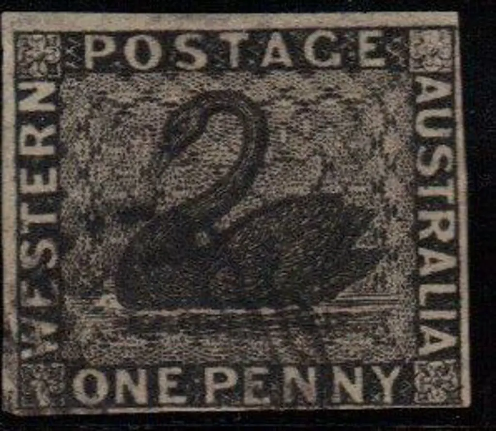 1854 1d black fine used with light void grid pmk. ... Image 1++