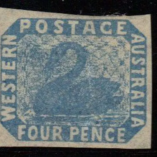 1854 4d pale blue unused with 4 huge clear ...