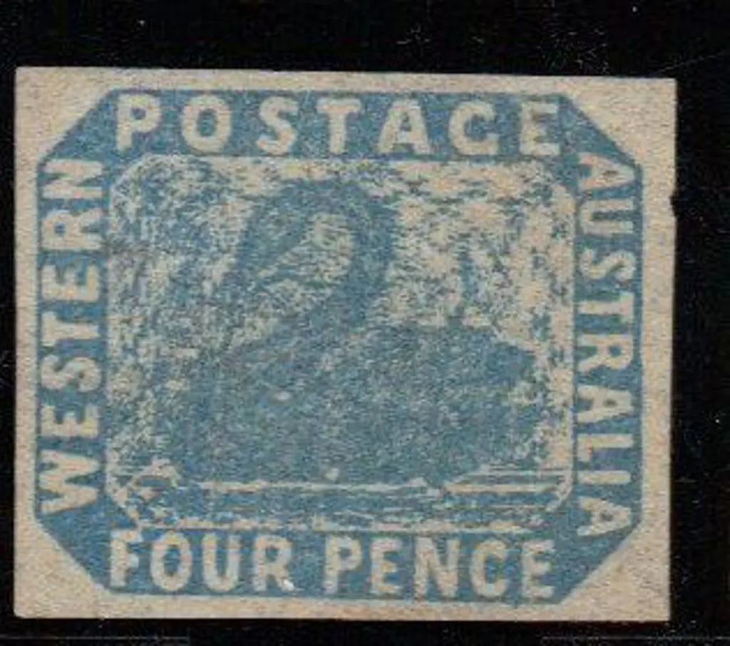 1854 4d pale blue unused with 4 huge even, clear ... Image 1++