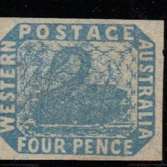 1854 4d pale blue unused with 4 huge even, clear ...