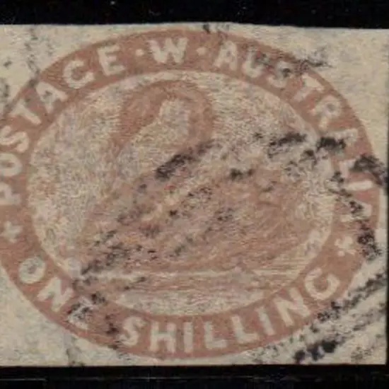 1855 1/- pale brown fine used with indistinct ...