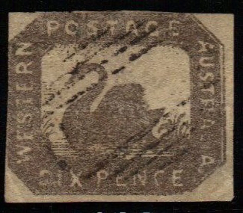 1859 6d black bronze Hillman litho with 2 touching ... Image 1++