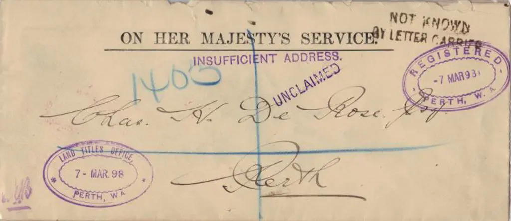 1898-1900 Stampless OHMS covers from Land Titles ... Image 1++
