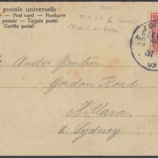 1909 Postcard of Fremantle docks franked onboard ...