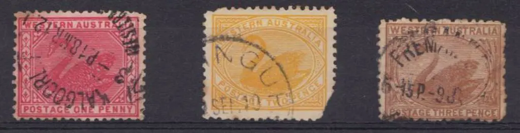 1910 1d, 2d & 3d swans all with wmk reversed ... Image 1++