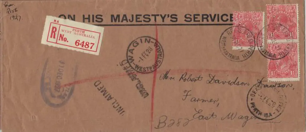 1927 OHMS cover x 2 both franked KGV to Morgans, ... Image 1++