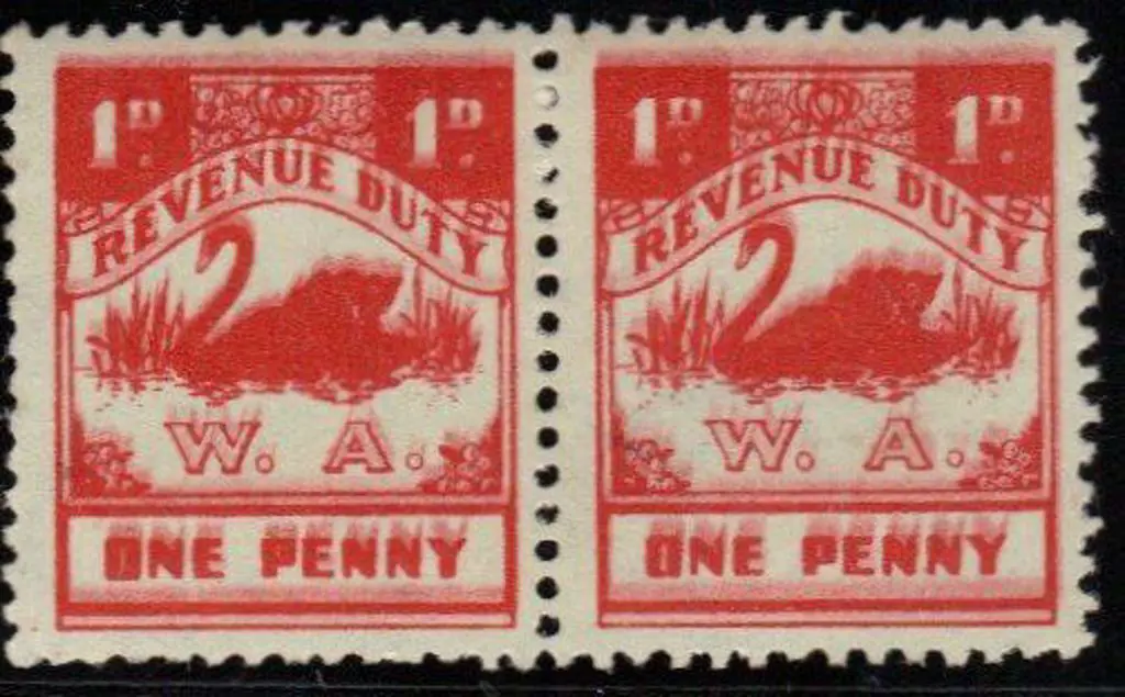 1941/55 1d revenue in scarlet (one line above ... Image 1++