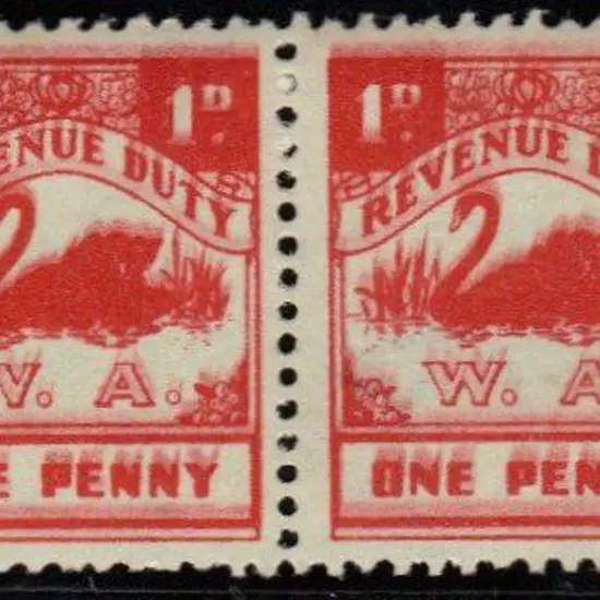 1941/55 1d revenue in scarlet (one line above ...