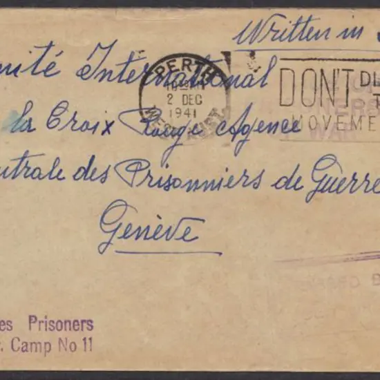 1941 (23rd Dec) WWII Harvey, WA POW Camp env ...