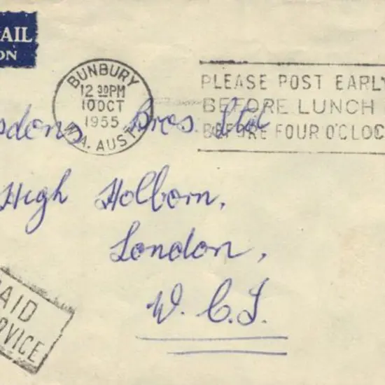 1955 (10th Oct) Airmail cover to London with ...