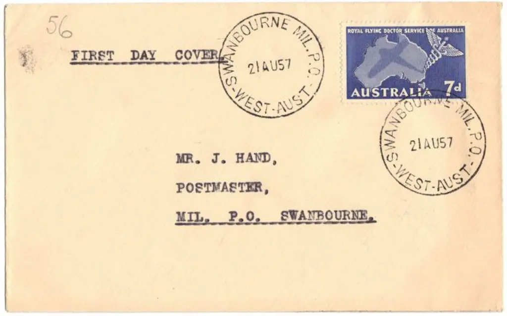 1957 (21st Aug) 7d Flying Doctor plain cover FDC ... Image 1++