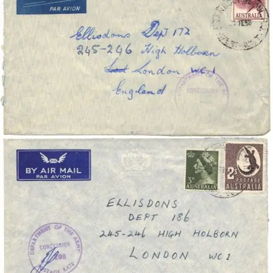 1958 & 1959 Airmail envs addressed to London both ...