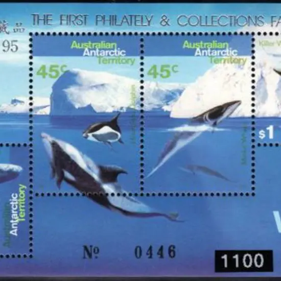 1995 Whales & Dolphins Miniature Sheet overprinted ...