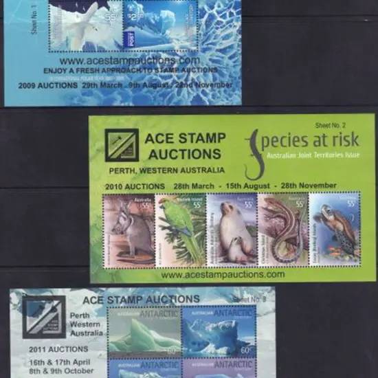 2009-2011 Ace Stamp Auctions ovptd Glaciers, ...