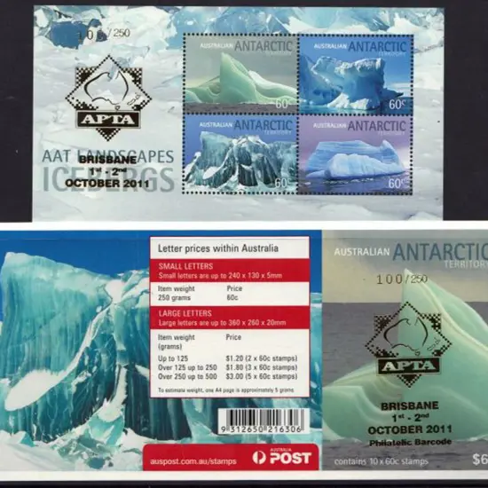 2011 Icebergs M/S & s/adhesive booklet, both ovpt ...