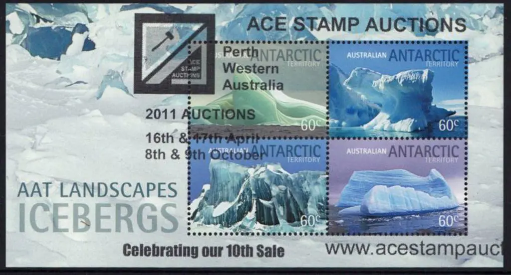 2011 Icebergs M/S ovpt "Ace Stamp Auctions - ... Image 1++