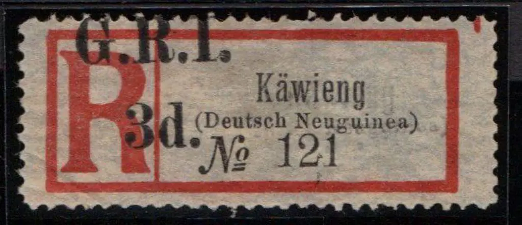 1914 German Registration label "Kaewieng (Deutch ... Image 1++