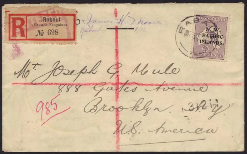 1919 NW Pacific Islands Registered cover from with ... Image 1++