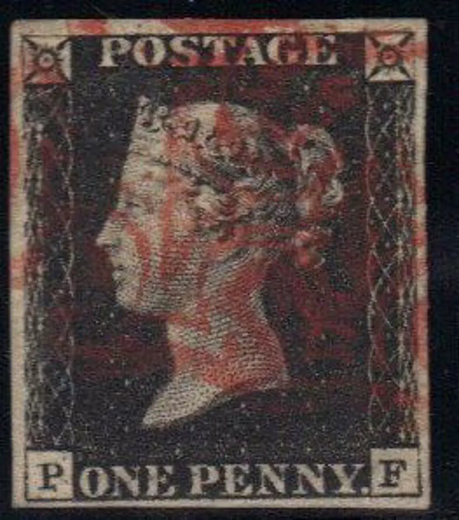 1840 1d black Plate 4. Cancelled by 2 red Maltese ... Image 1++