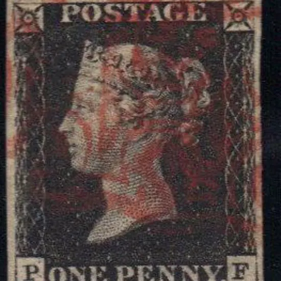 1840 1d black Plate 4. Cancelled by 2 red Maltese ...
