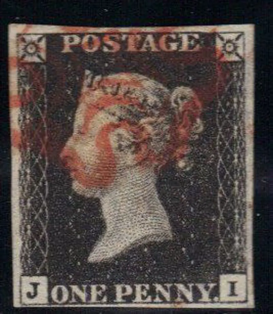 1840 1d black Plate 4. Cancelled by light red ... Image 1++