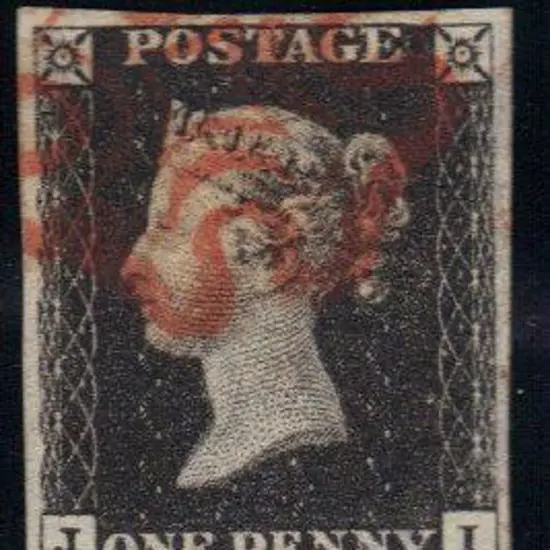1840 1d black Plate 4. Cancelled by light red ...