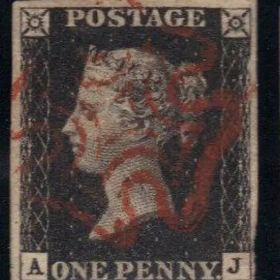 1840 1d black Plate 5. Fine used with a light red ...