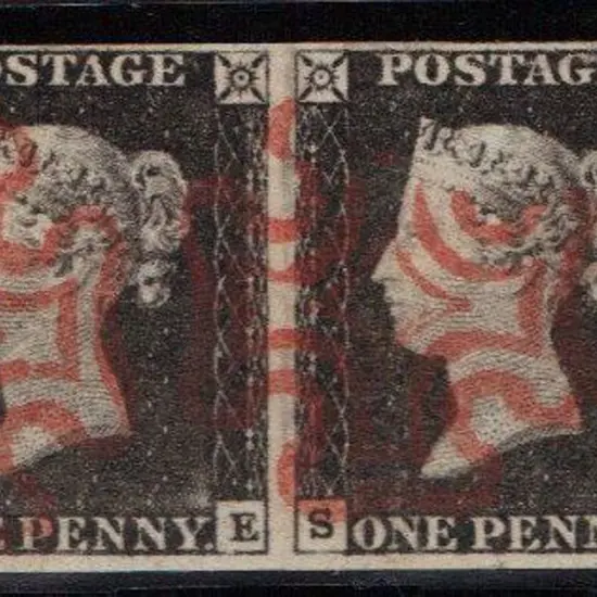 1840 1d grey-black (worn plate) Plate 1a horiz ...