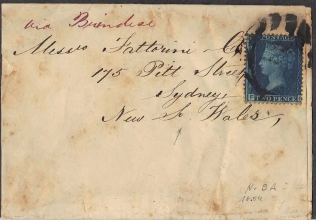 1854 cover to NSW bearing 1854 2d deep blue with ... Image 1++
