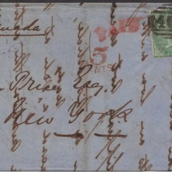 1858 Ship letter to New York bearing 1856 1/- ...