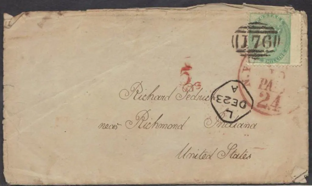 1858 (23rd Dec) cover to Richmond, Indiana with ... Image 1++