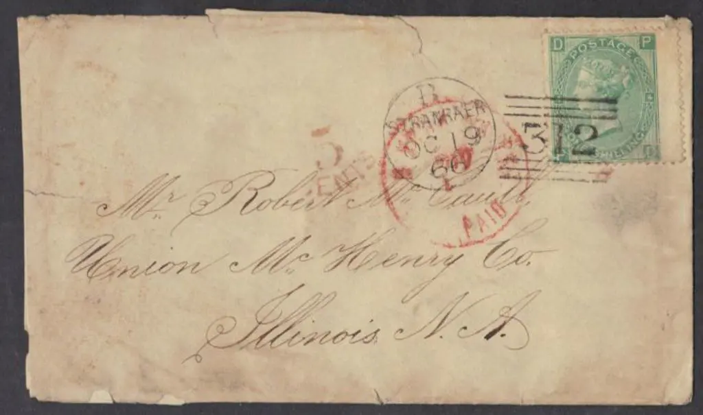 1866 (19th Oct) cover to Illinois bearing 1865/67 ... Image 1++