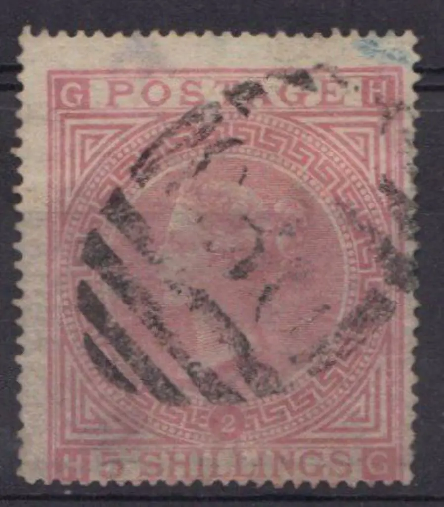 1867 5/- pale rose QV wmk Maltese Cross Pl. 2.Good ... Image 1++