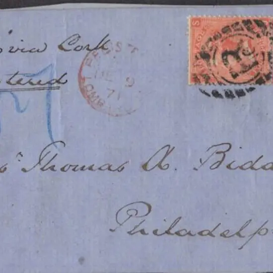 1871 front to Philadelphia franked with 1865/67 4 ...