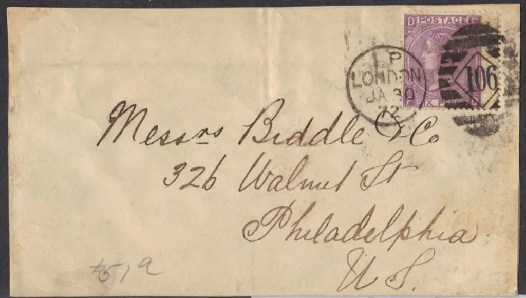 1872 (30th Jan) front addressed to Philadelphia ... Image 1++